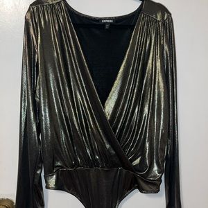 Gold metallic body suit